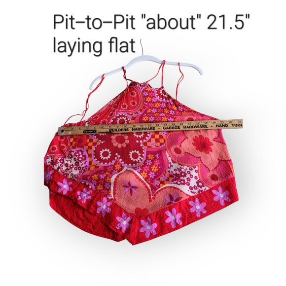 Free People I Dare You Floral Mixed Print red bohemian swing tank size S EUC - Picture 6 of 9